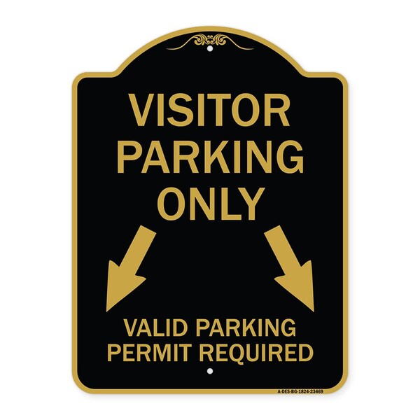 Parking Area Visitors Parking Only Valid Parking Permit Required with Both Side Down, BG-1824-23469